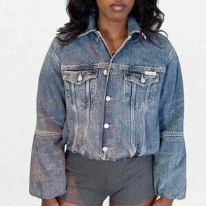 Calvin Klein Denim Bubble Jacket in Tinted Orchard